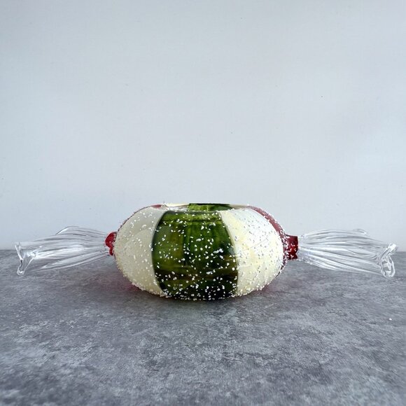 Pier 1 Christmas Peppermint Candy Votive Tea Light Candle Holder 6.5” - Picture 4 of 5